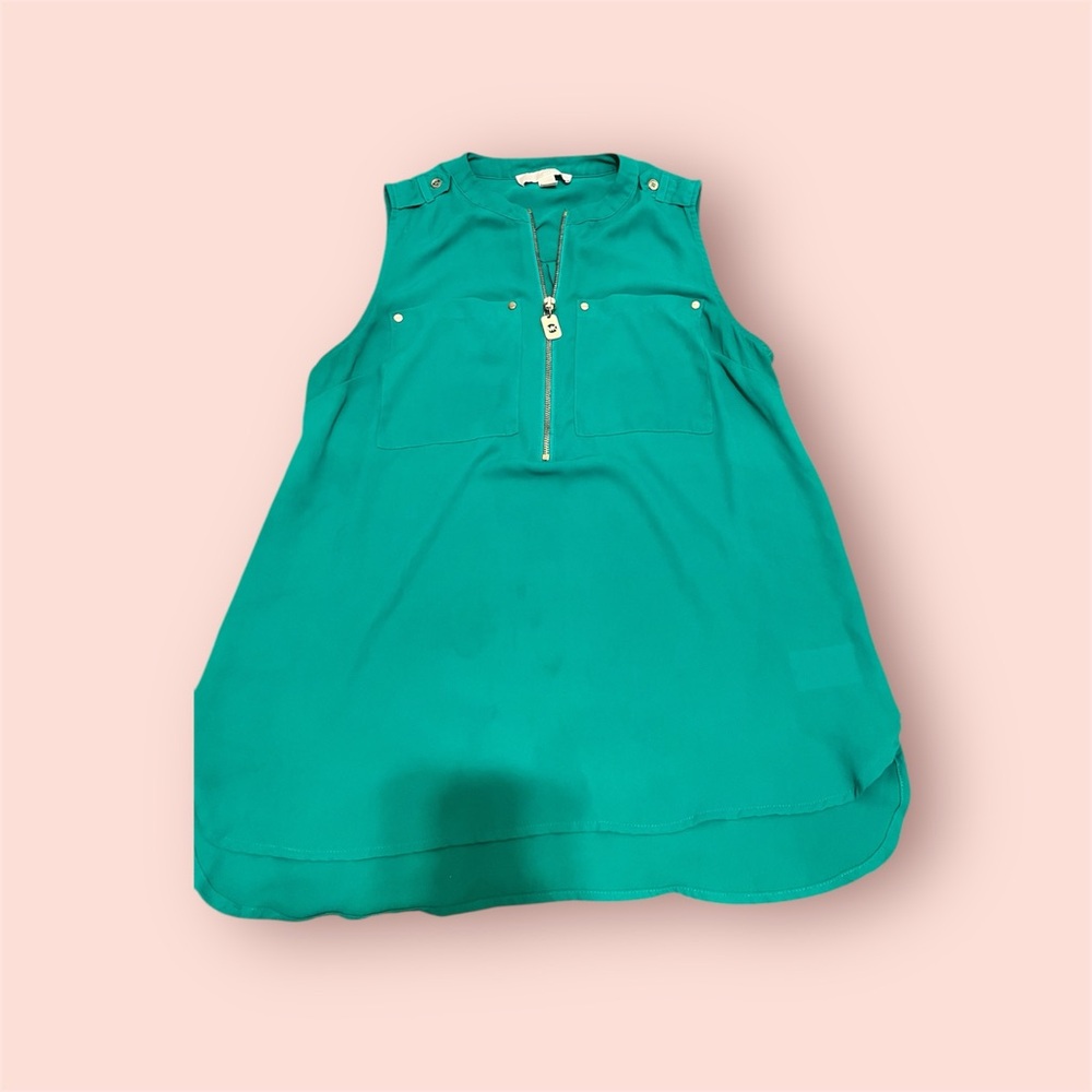 Sleeveless Teal Blouse with Zipper